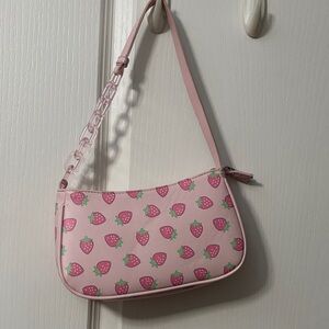Strawberry Print Pink Shoulder Bag